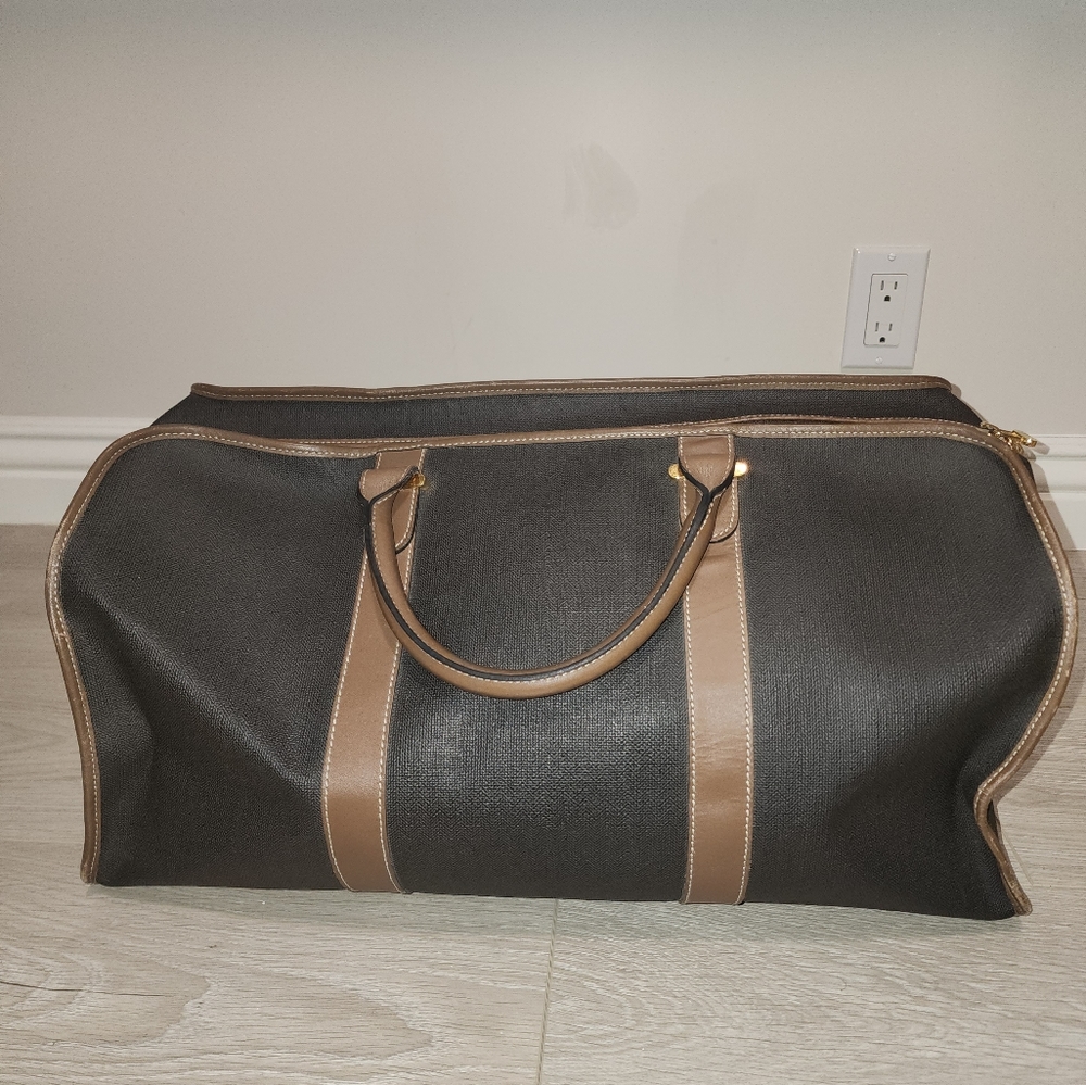 Dunhill canvas leather travel boston bag